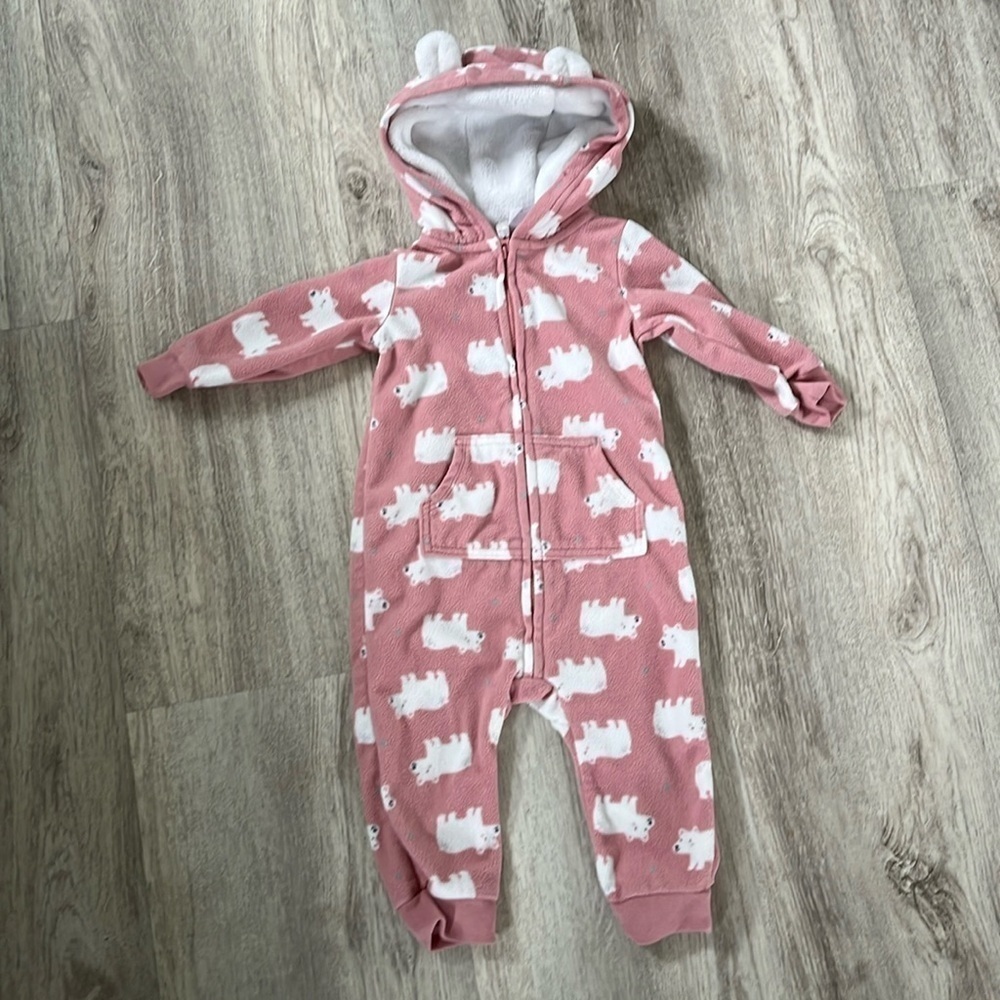 Carters‎ fleece hooded one piece 9m